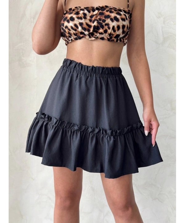 Çingene keten etek siyah s24808