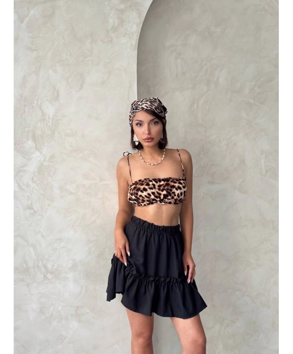 Çingene keten etek siyah s24808