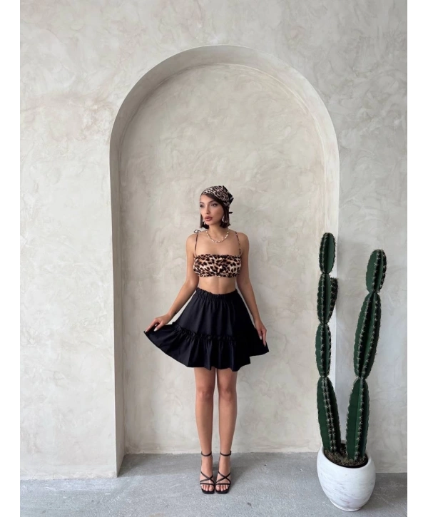 Çingene keten etek siyah s24808