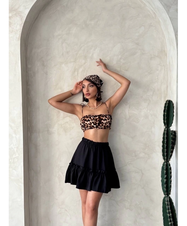 Çingene keten etek siyah s24808