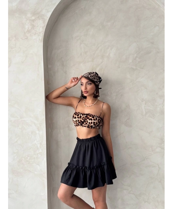 Çingene keten etek siyah s24808