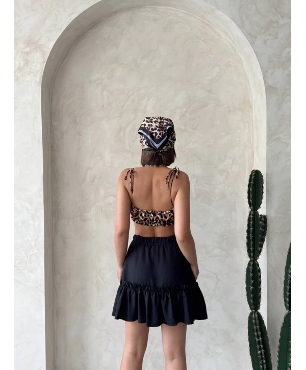 Çingene keten etek siyah s24808