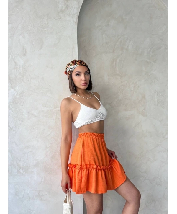 Çingene keten etek turuncu s24808
