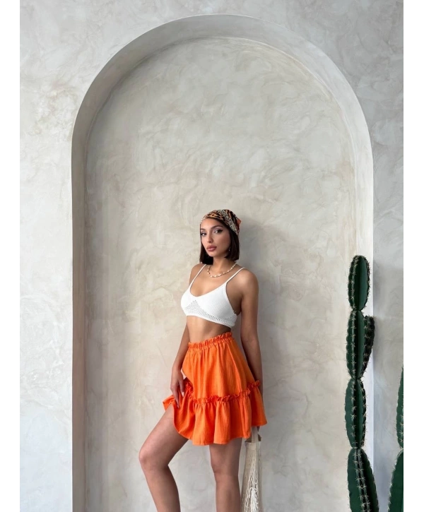Çingene keten etek turuncu s24808