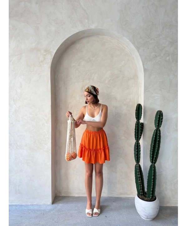 Çingene keten etek turuncu s24808