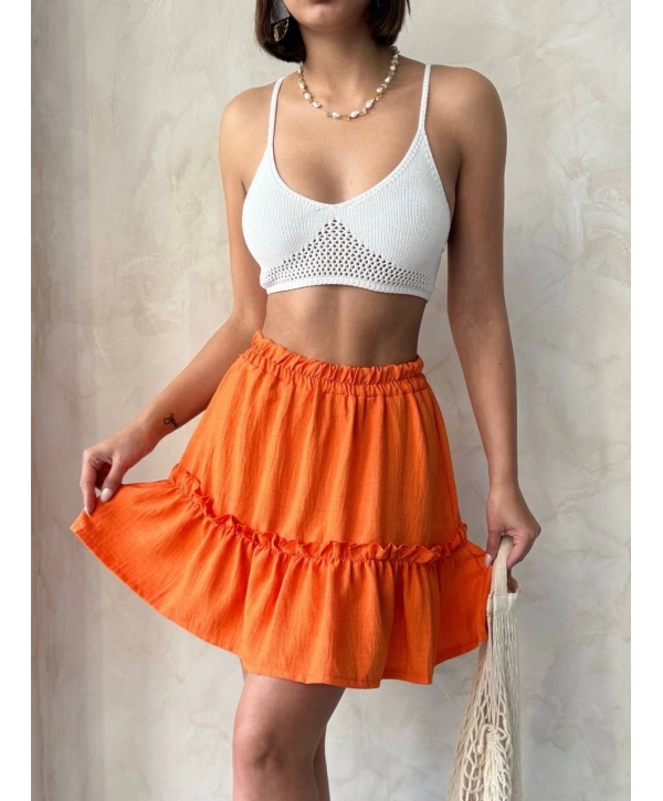 Çingene keten etek turuncu s24808