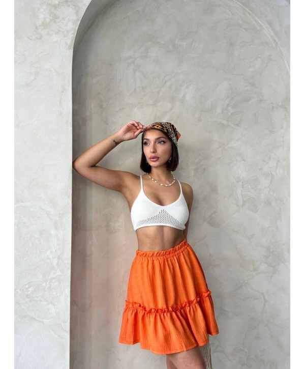 Çingene keten etek turuncu s24808