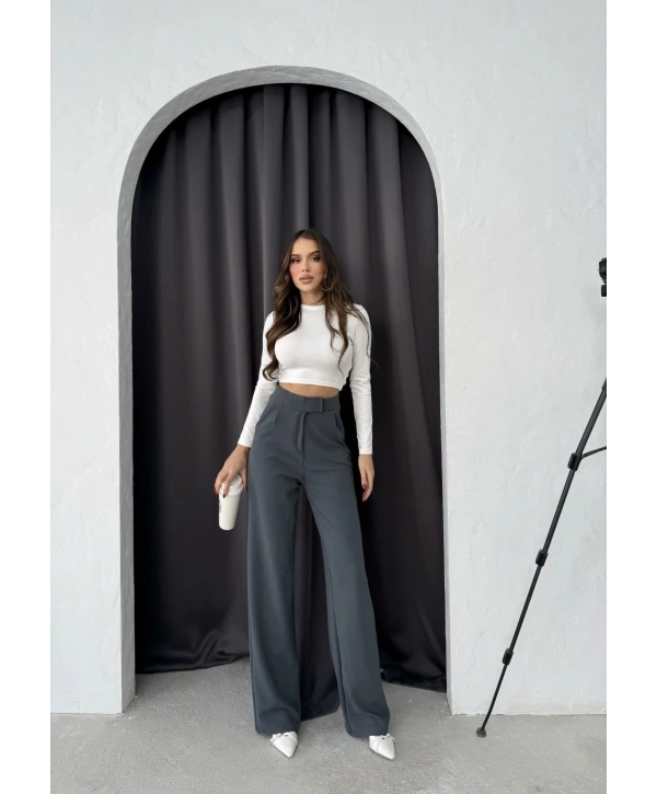 Cırtlı pantolon krep füme pt