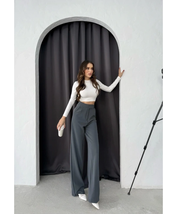 Cırtlı pantolon krep füme pt