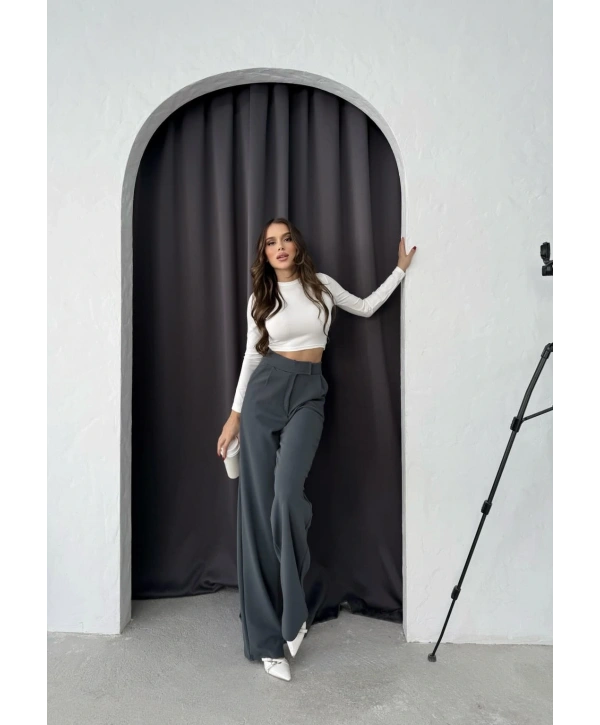 Cırtlı pantolon krep füme pt