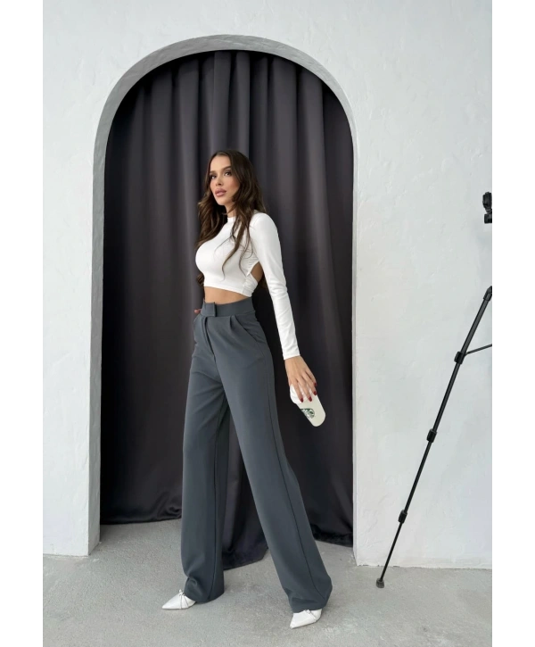 Cırtlı pantolon krep füme pt