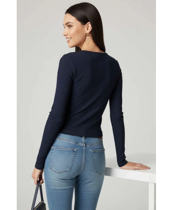 Çıtçıt Detaylı Bluz Lacivert T4343