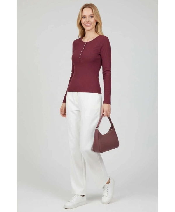 Çıtçıt Detaylı Bluz Mürdüm T4343