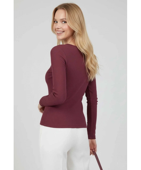 Çıtçıt Detaylı Bluz Mürdüm T4343