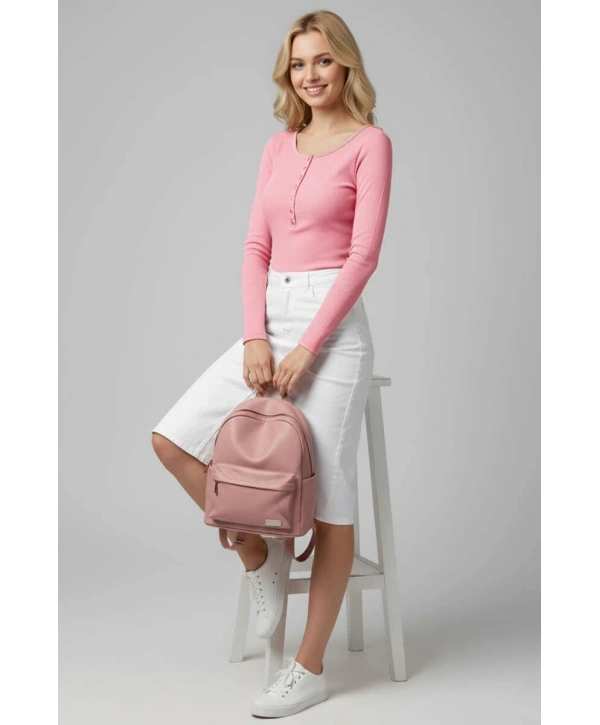 Çıtçıt Detaylı Bluz Pembe T4343