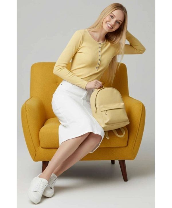 Çıtçıt Detaylı Bluz Sarı T4343