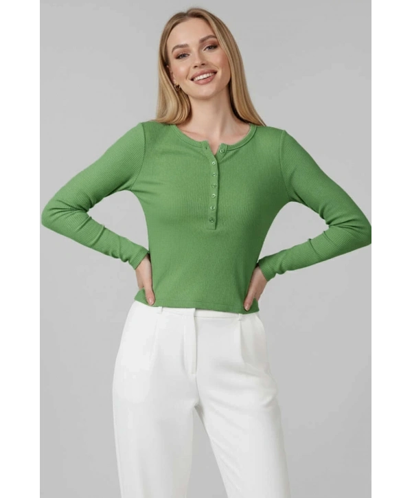 Çıtçıt Detaylı Bluz Yeşil T4343