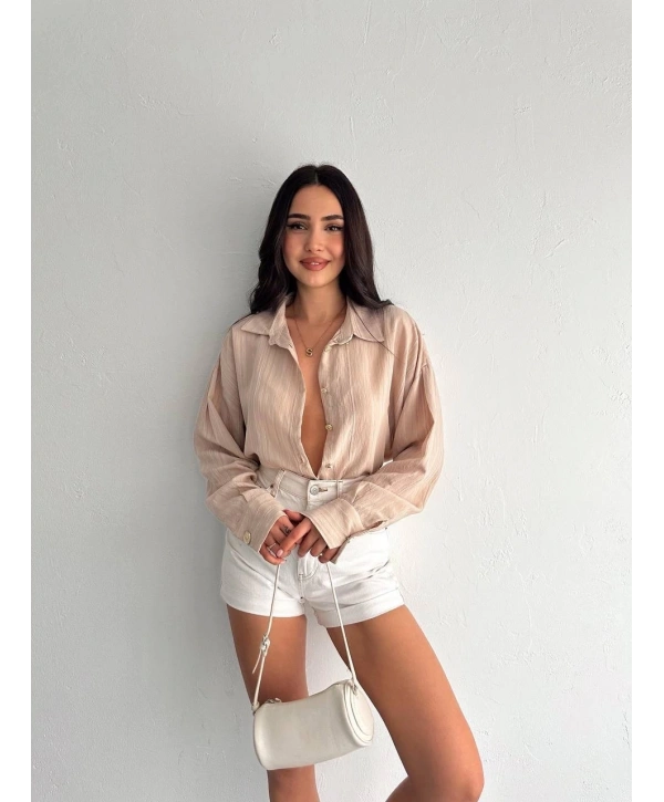 Çizgili oversize gömlek