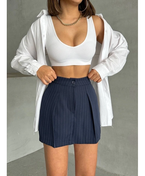 Çizgili şort etek