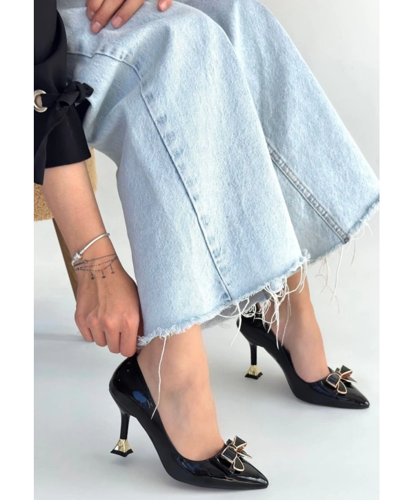 Coby Siyah Rugan Topuklu Ayakkabı