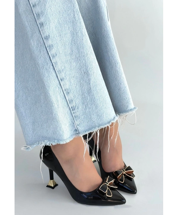 Coby Siyah Rugan Topuklu Ayakkabı