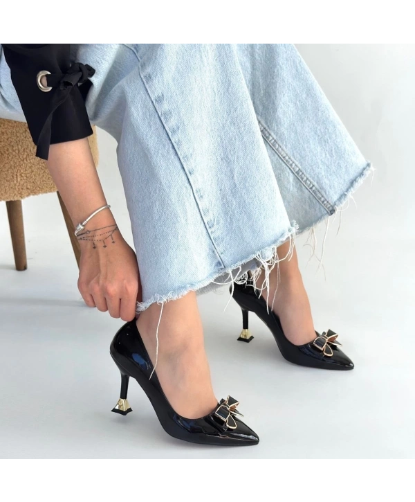 Coby Siyah Rugan Topuklu Ayakkabı