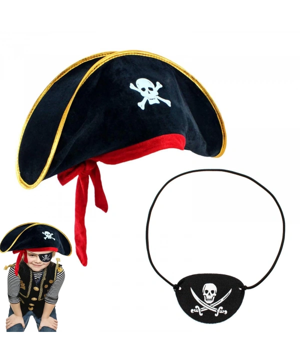 Çocuk Kadife Korsan Şapka  Vinleks Deri Göz Bandı Seti