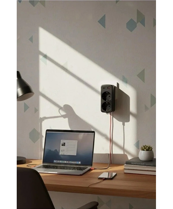 Çoklu Priz Yüksek Gerilim Korumalı 2’li Priz 1xusb 1xtype-c Çıkışlı Grup Priz Çoğaltıcı