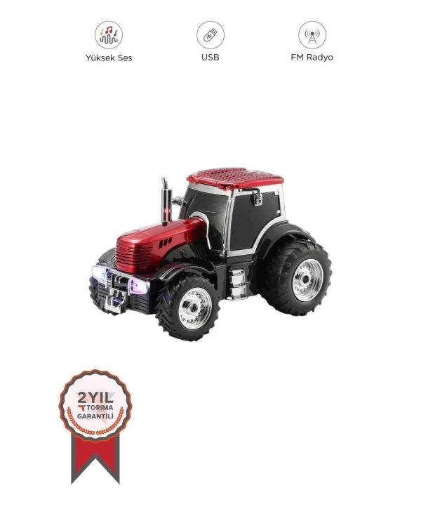 D42 Kırmızı Traktör Tasarım Usb/fm Radyo Bluetooth Hoparlör Speaker