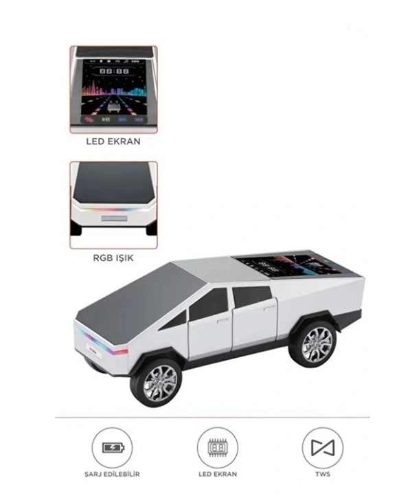 D68 Cyber Model Araba Tasarımlı Bluetooth Hoparlör 15w Güçlü Ses Rgb Led /tws/usb Beyaz