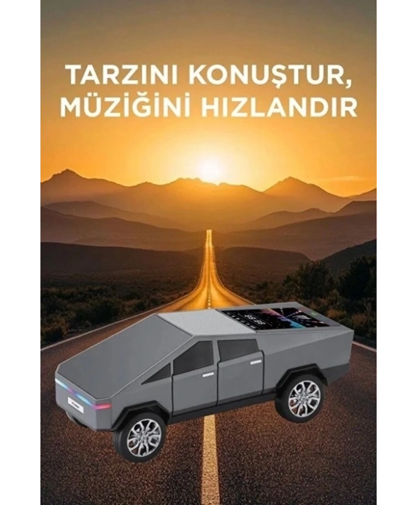 D68 Cyber Model Araba Tasarımlı Bluetooth Hoparlör 15w Güçlü Ses Rgb Led /tws/usb Gri