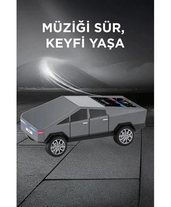 D68 Cyber Model Araba Tasarımlı Bluetooth Hoparlör 15w Güçlü Ses Rgb Led /tws/usb Gri