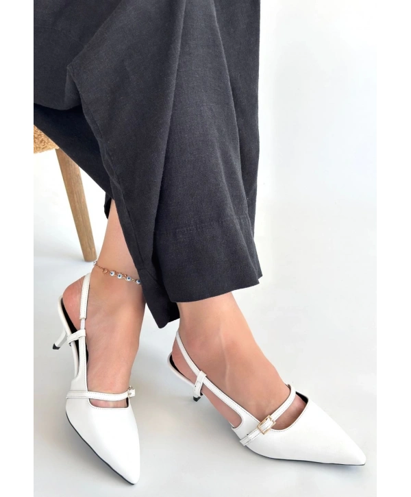 Darina Beyaz Cilt Topuklu Ayakkabı