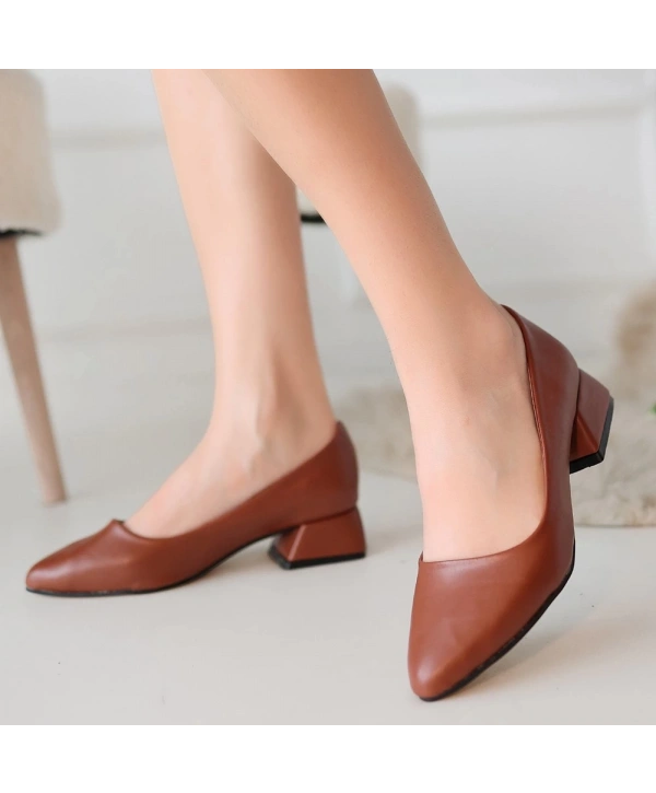 Desniy Taba Cilt Topuklu Ayakkabı