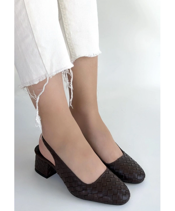 Dier Kahverengi Cilt Topuklu Ayakkabı