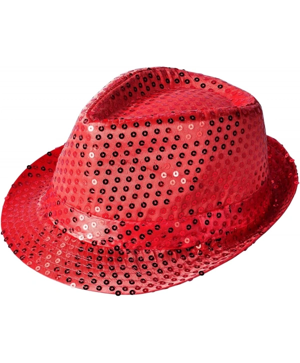 Disko  Kırmızı Payetli Fötr Şapka Yetişkin Boy