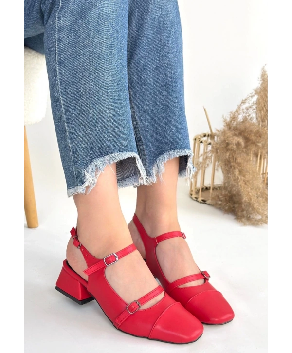 Doran Kırmızı Cilt Topuklu Ayakkabı