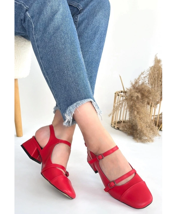 Doran Kırmızı Cilt Topuklu Ayakkabı