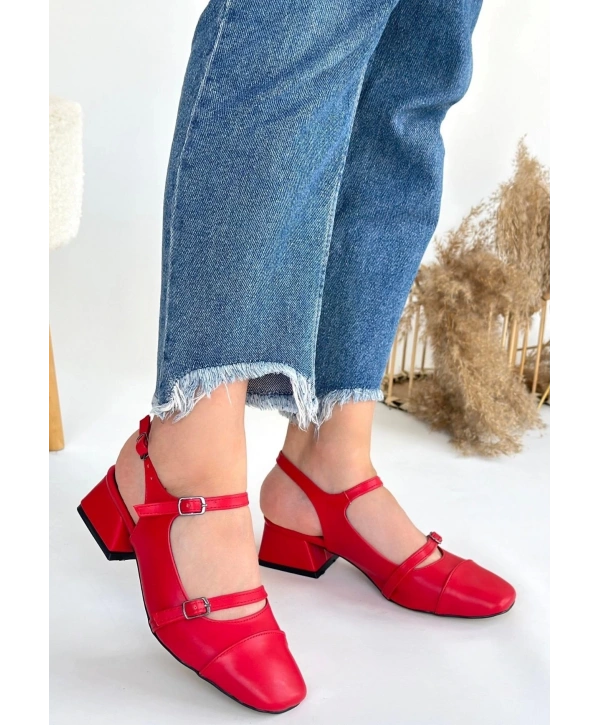 Doran Kırmızı Cilt Topuklu Ayakkabı