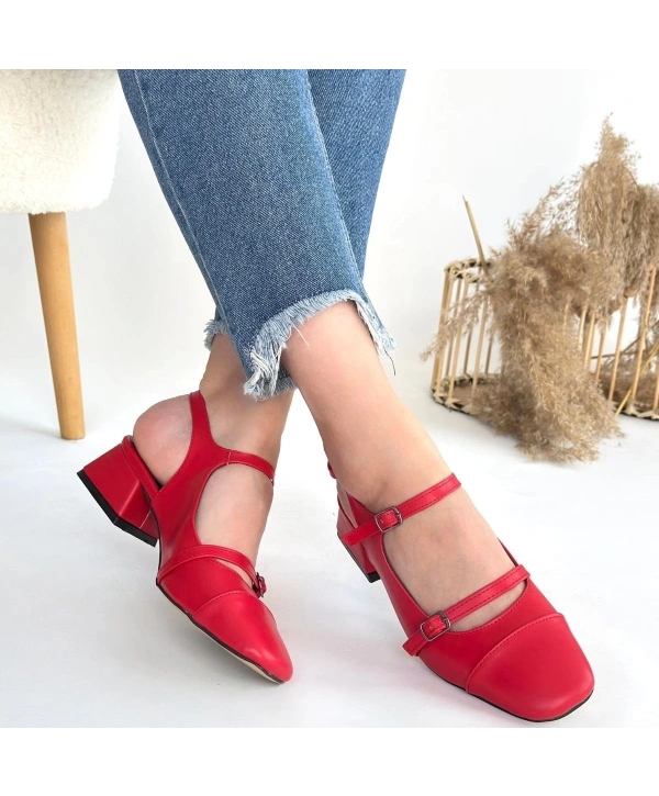 Doran Kırmızı Cilt Topuklu Ayakkabı