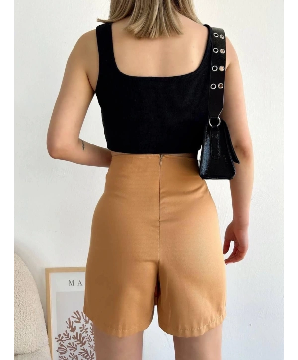 Dört çıtçıtlı Gabardin şort etek s249001
