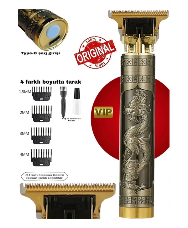 Dragon Çelik Kasa Profesyonel Saç Sakal Ense Çizim Tüm Vücut Tüyü Lazer Öncesi Tıraş Makinesi