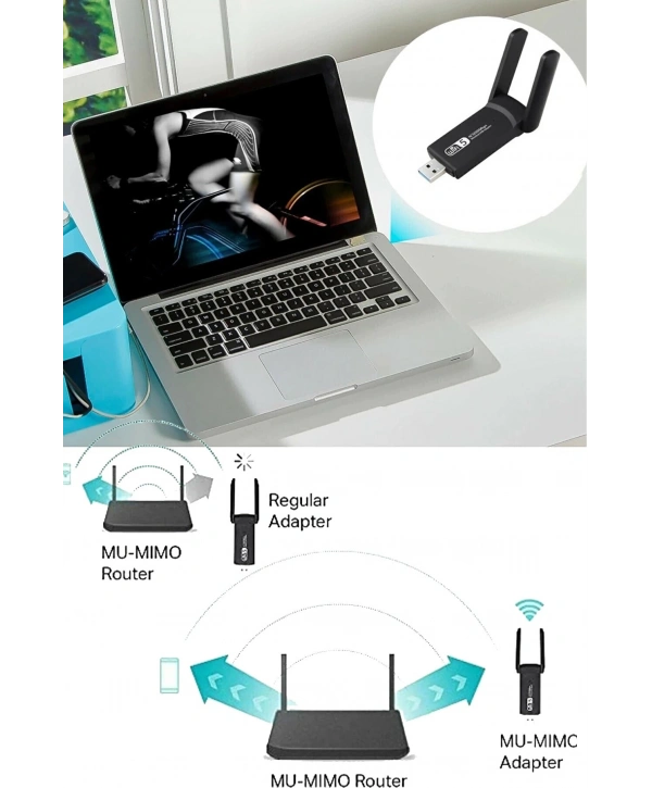 Dual Band Ac1200 Usb 3.0 Adaptör Kablosuz Wifi Yükseltici