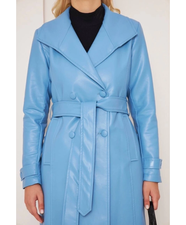 DÜĞMELİ UZUN DERİ KABAN