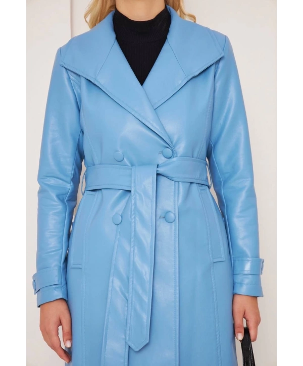 DÜĞMELİ UZUN DERİ KABAN