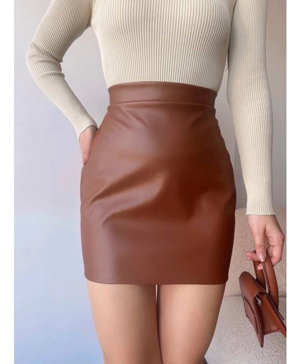 Düz deri etek taba h24468