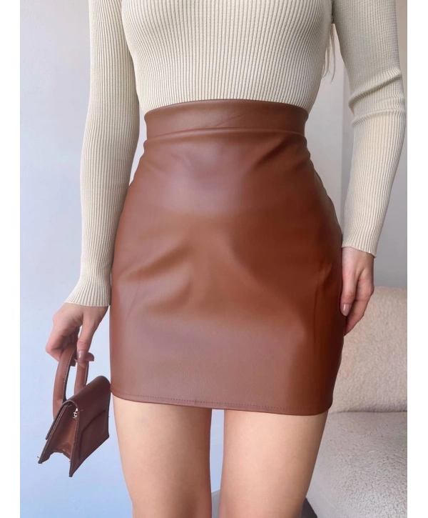 Düz deri etek taba h24468