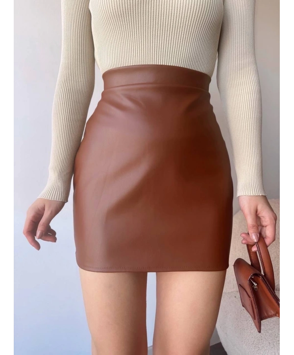 Düz deri etek taba h24468