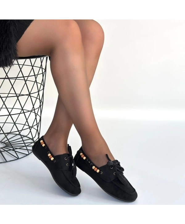 Elora Siyah Süet Babet