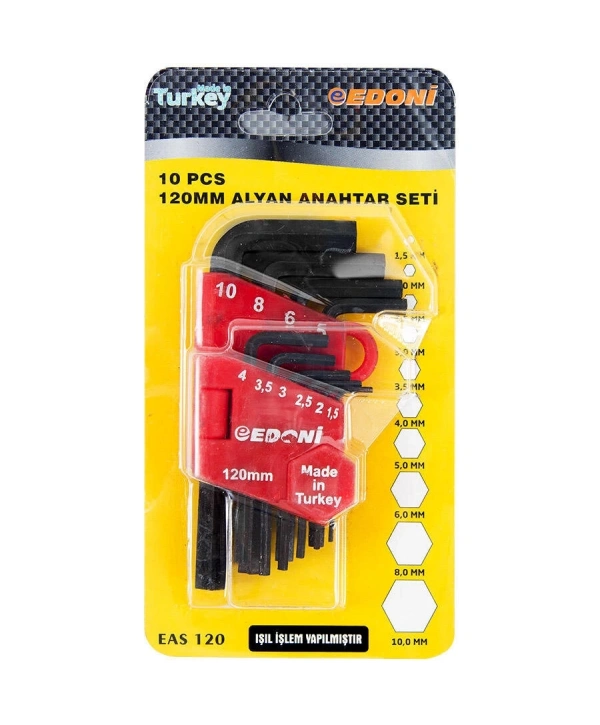 Edoni 120 Mm 10 Parça Alyan Seti Siyah